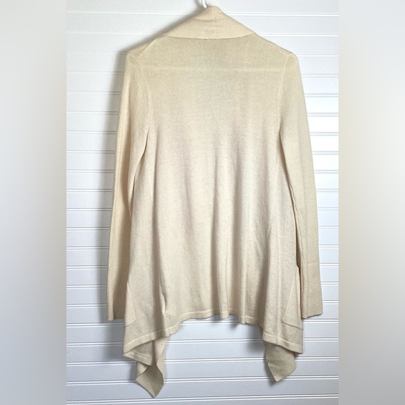 MICHEAL Micheal Kors Cream 100% Cashmere Open Front Shawl Collar Cardigan Small - Picture 4 of 6